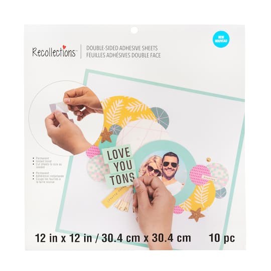 6 Packs: 10 ct. (60 total) Double-Sided Adhesive Sheets by Recollections™, 12" x 12"